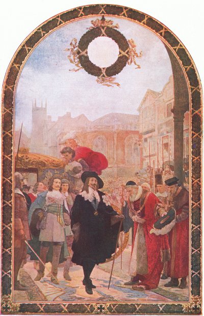 Carlo I che chiede i cinque membri alla Guildhall 1641-1642, da La Storia del Popolo Britannico di Cassell pubblicato da Waverley Book Company Limited, c.1940 da Joseph Soloman